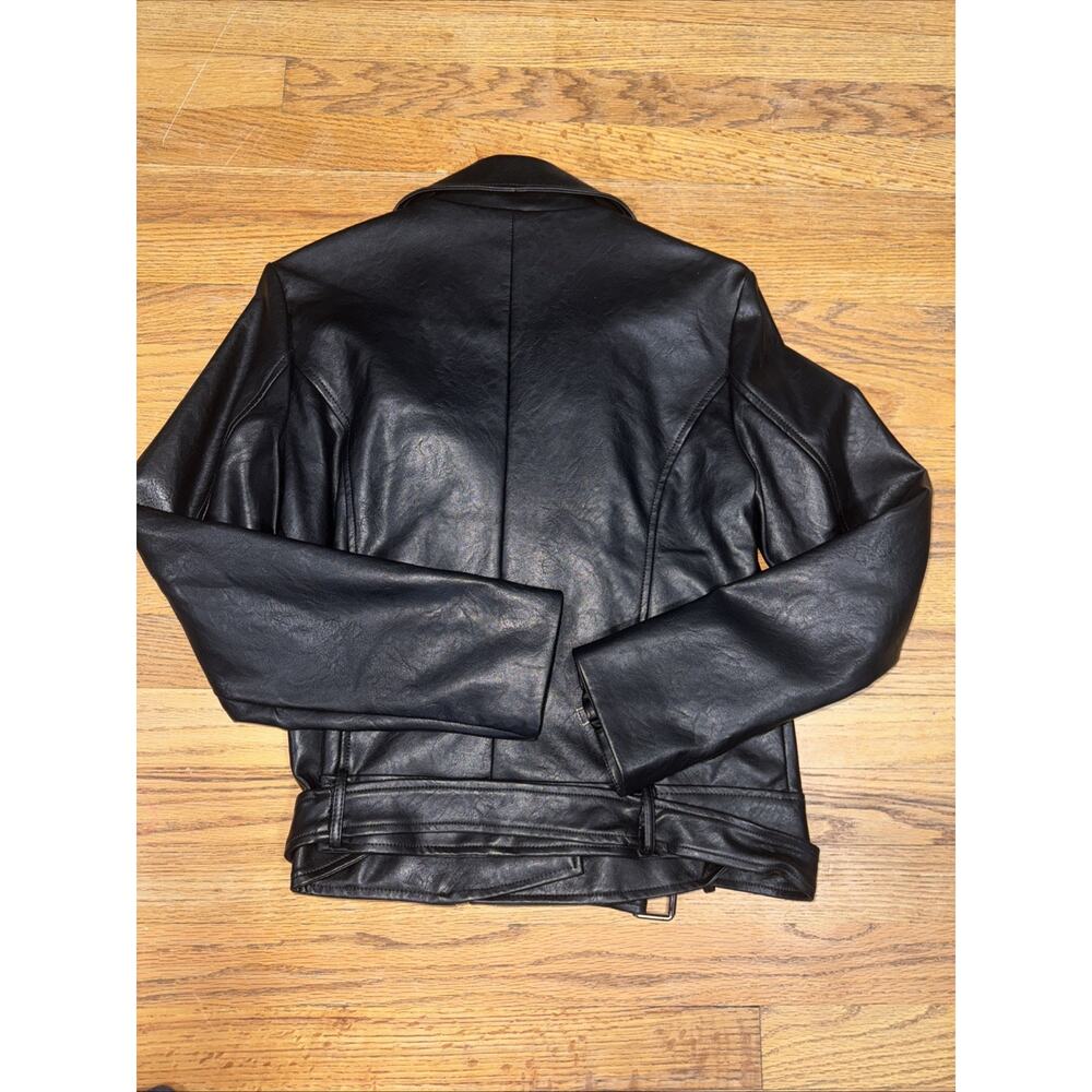 ELODIE Moto Jacket Womens Medium Black Faux Leather Biker Grunge Goth Baddie - Picture 2 of 8
